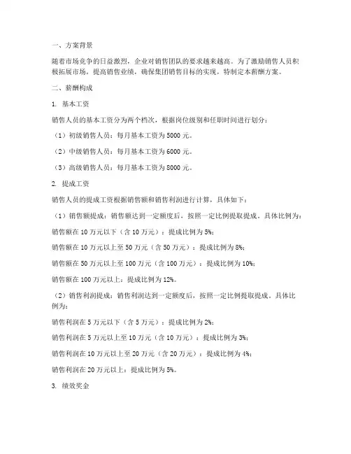 集团销售人员薪酬方案