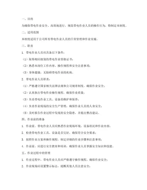 带电作业专人管理制度范本