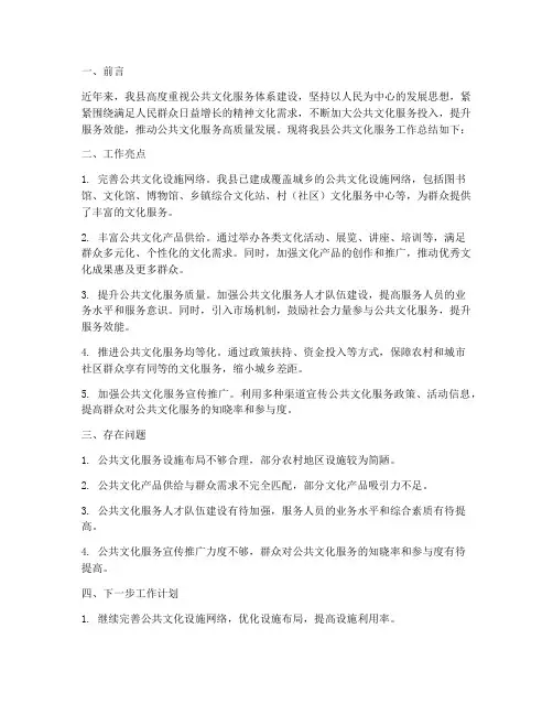 县公共文化服务总结范文