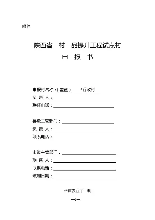 省级一村一品示范村升级改造申报书例本