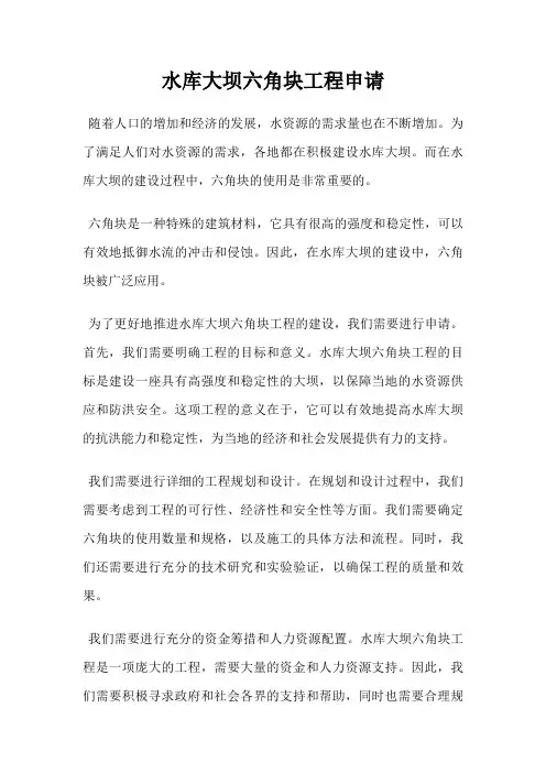 水库大坝六角块工程申请