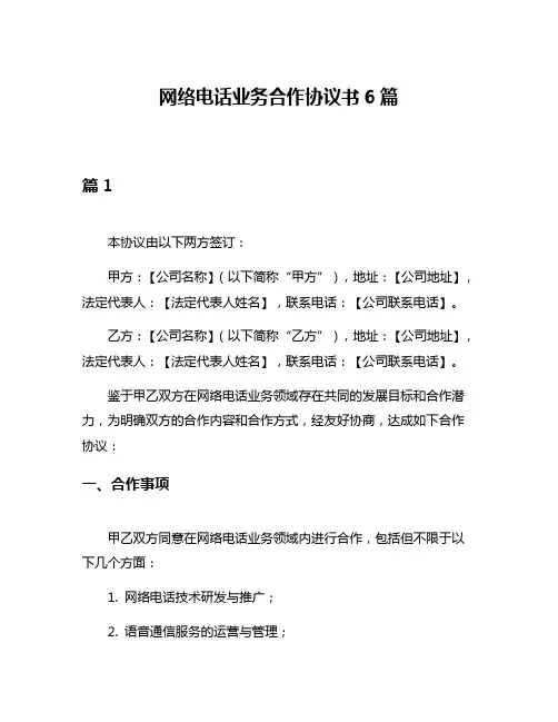 网络电话业务合作协议书6篇