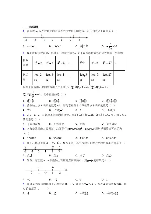 (好题)初中数学七年级数学上册第二单元《有理数及其运算》检测卷(有答案解析)(2)