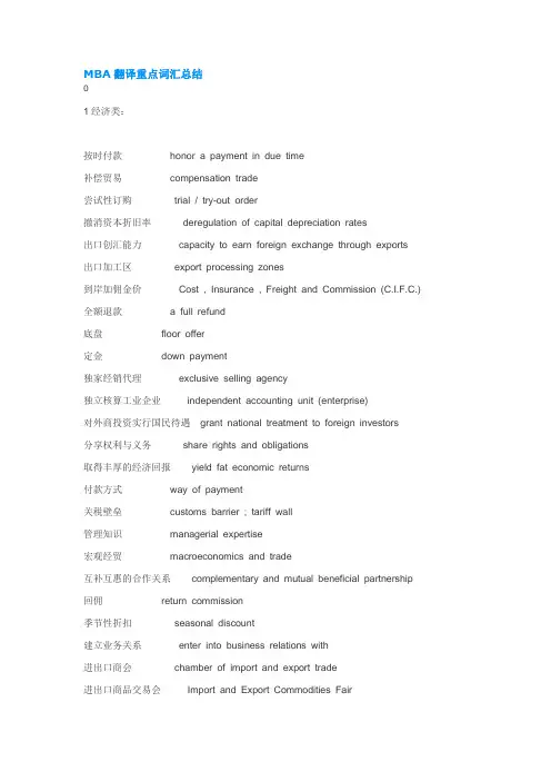 MBA翻译 重点词