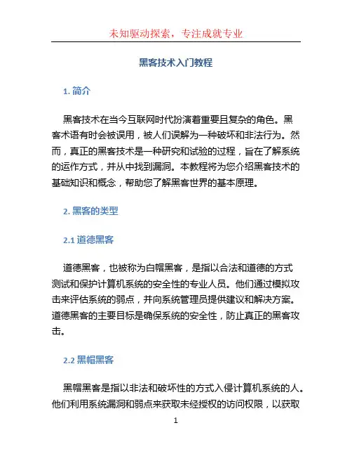 黑客技术入门教程
