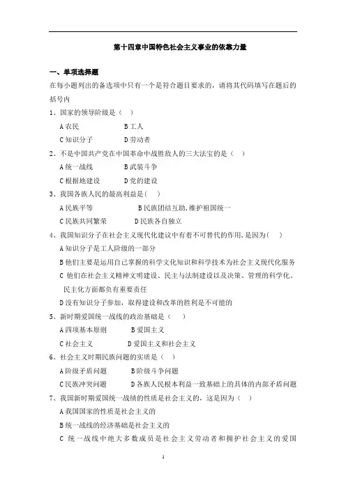 第十四章中国特色社会主义事业的依靠力量