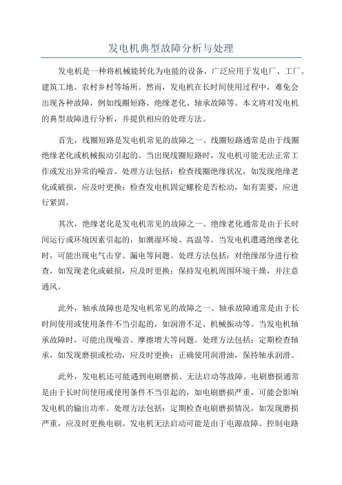 发电机典型故障分析与处理