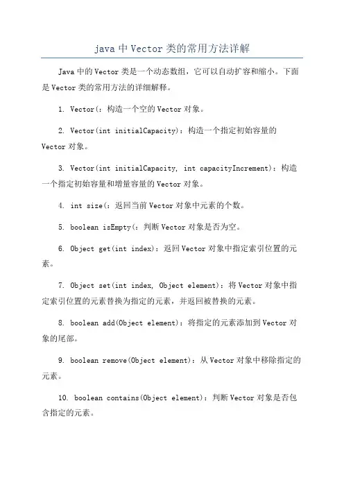 java中Vector类的常用方法详解