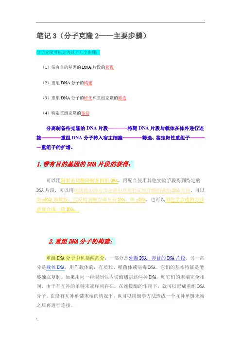 分子克隆——主要步骤