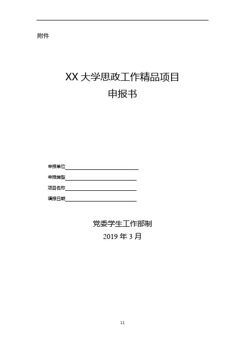 XX大学思政工作精品项目申报书填表说明【模板】