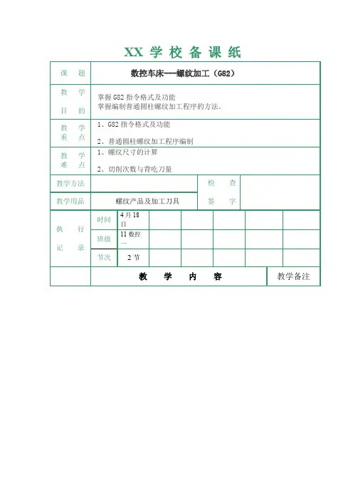 螺纹切削循指令G82