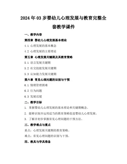 2024年03岁婴幼儿心理发展与教育完整全套教学课件