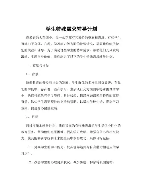 学生特殊需求辅导计划