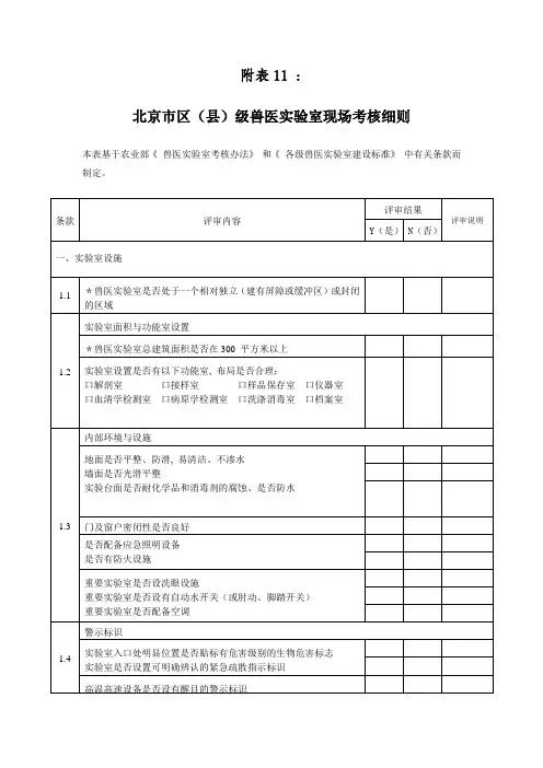 兽医实验室考核细则