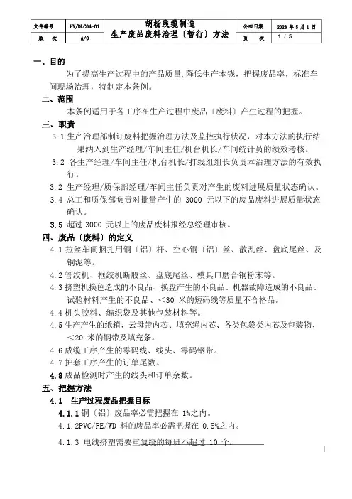 2023年电缆废品管理办法