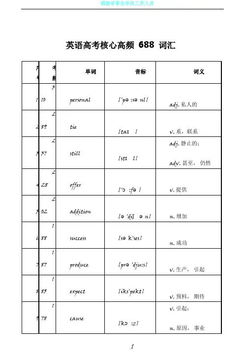 英语高考核心高频 688 词汇