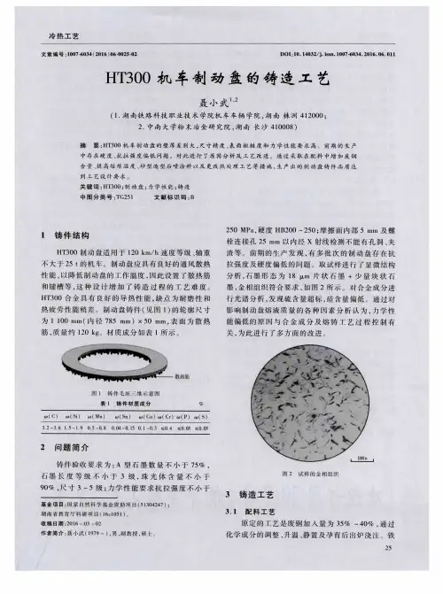 HT300机车制动盘的铸造工艺