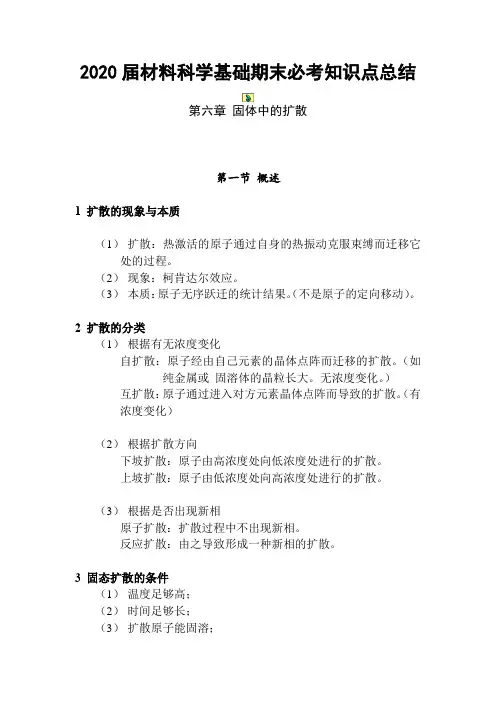 【材料科学基础】必考知识点第六章