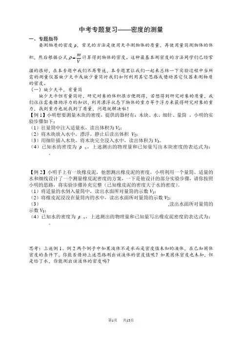中考专题复习——密度的测量