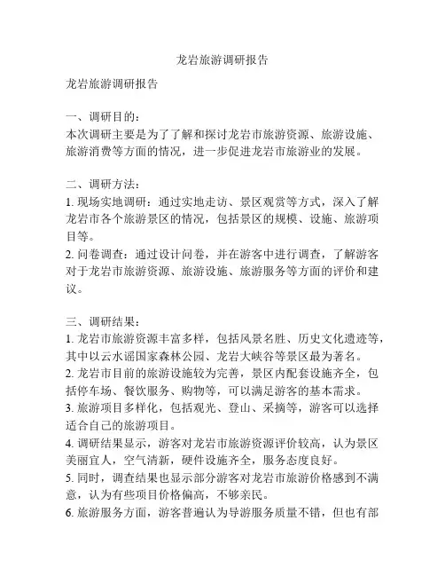 龙岩旅游调研报告