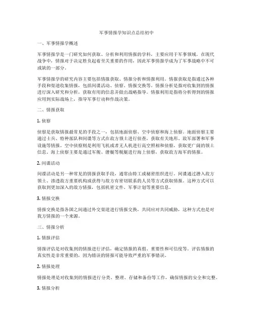 军事情报学知识点总结初中