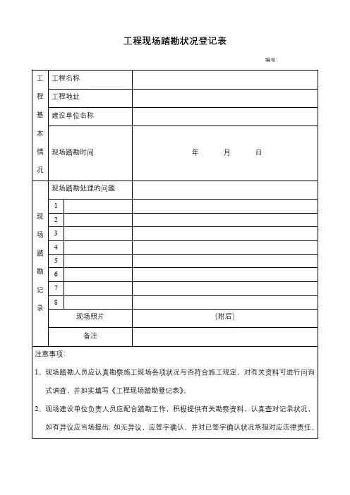 工程现场踏勘情况记录表