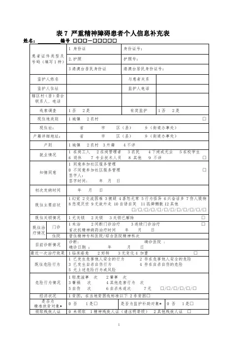 严重精神障碍管理治疗工作表 -山东省(1)(1)
