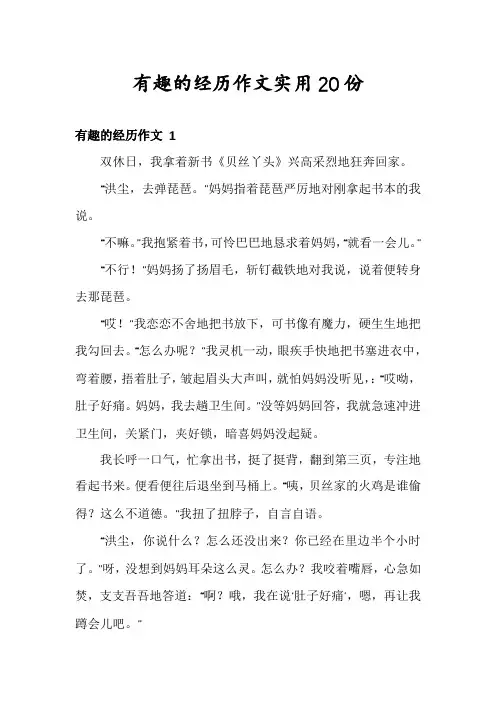 有趣的经历作文实用20份