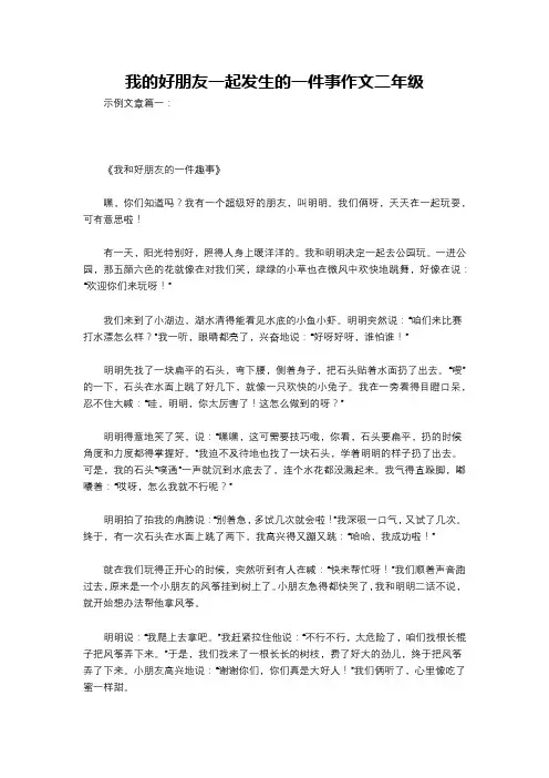 我的好朋友一起发生的一件事作文二年级
