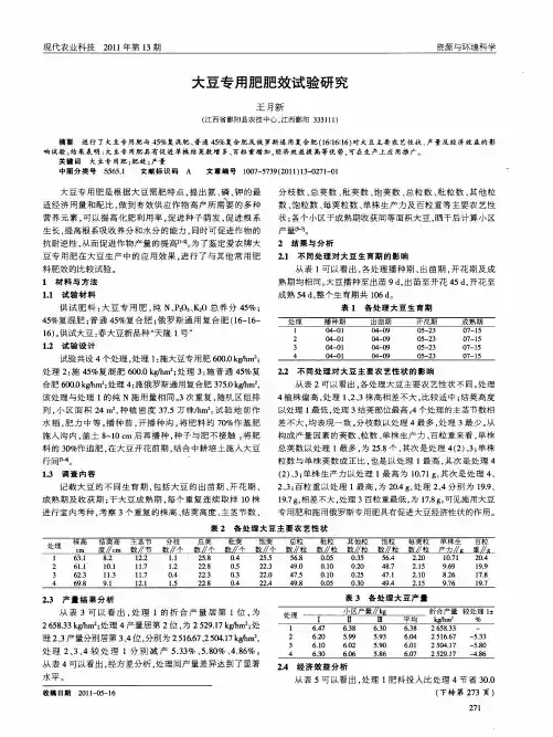 大豆专用肥肥效试验研究