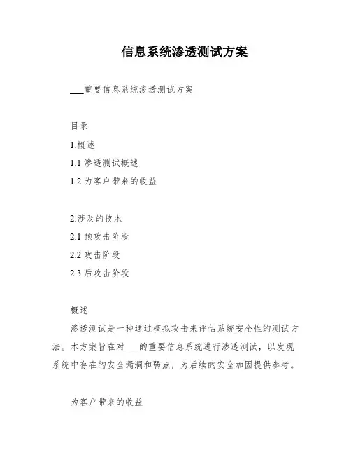 信息系统渗透测试方案