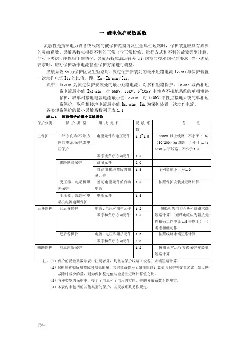 继电保护配置整定计算