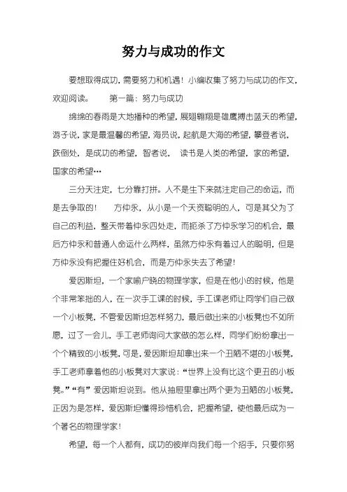 努力与成功的作文