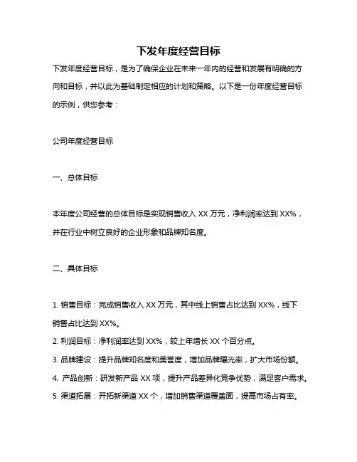 下发年度经营目标