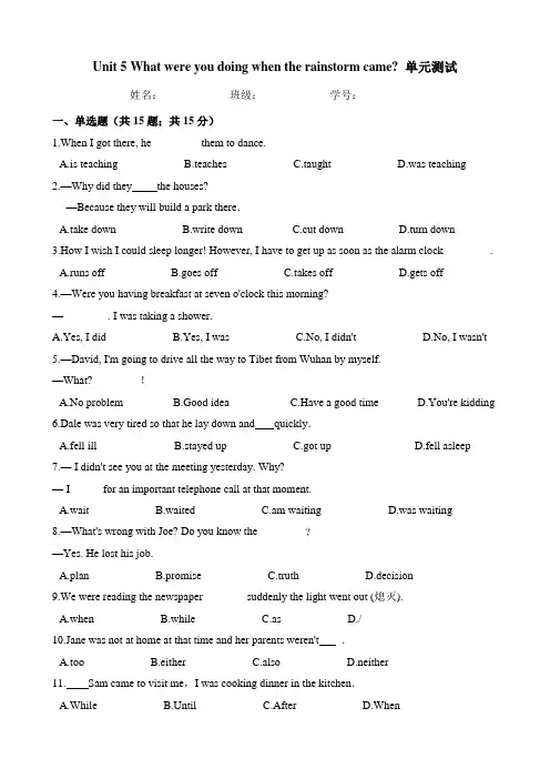 人教版八年级英语下册 Unit 5 What were you doing when the rai