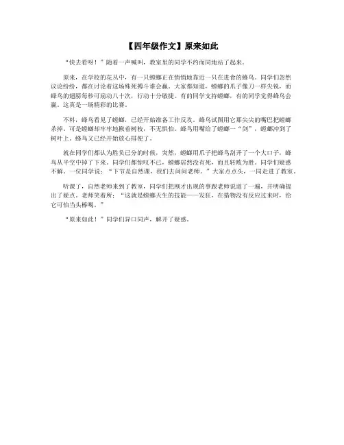 【四年级作文】原来如此