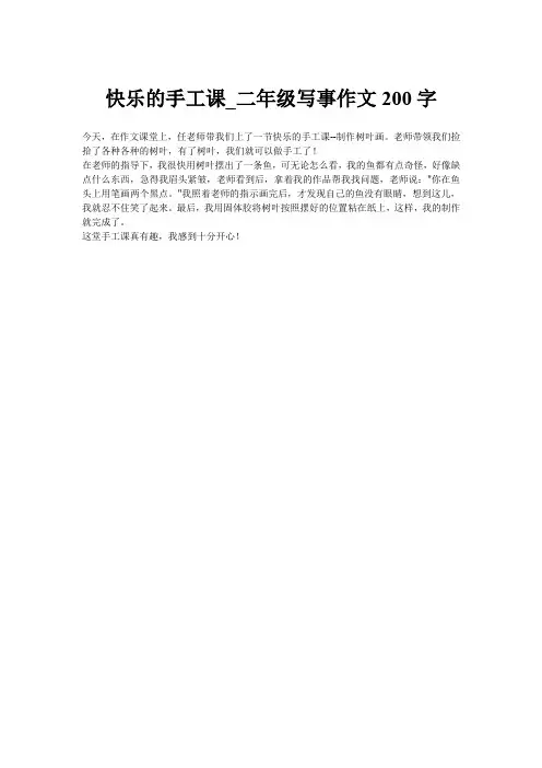 快乐的手工课_二年级写事作文200字