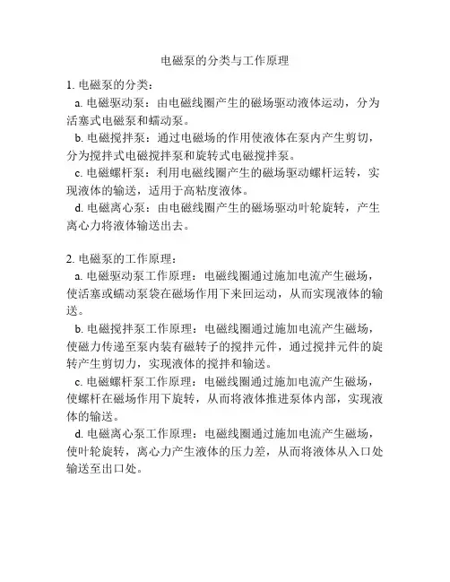 电磁泵的分类与工作原理