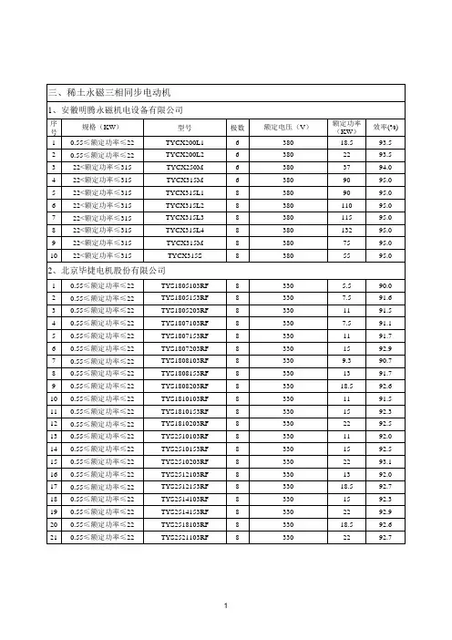 稀土永磁三相同步电动机