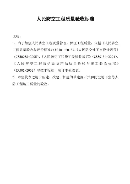 人民防空工程质量验收标准(条文说明)