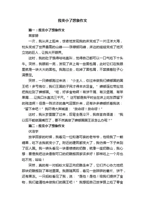 我变小了想象作文