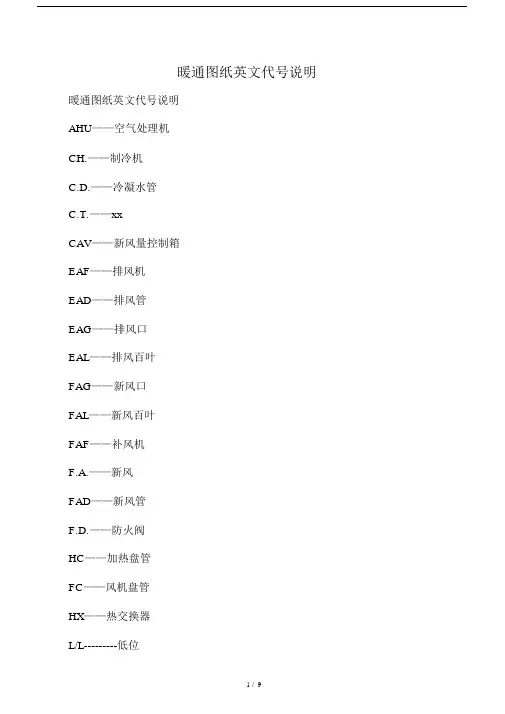 暖通图纸英文代号说明.doc