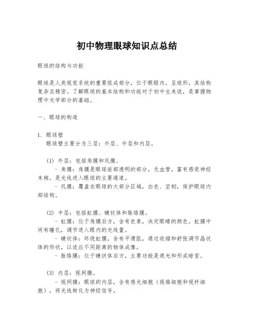 初中物理眼球知识点总结