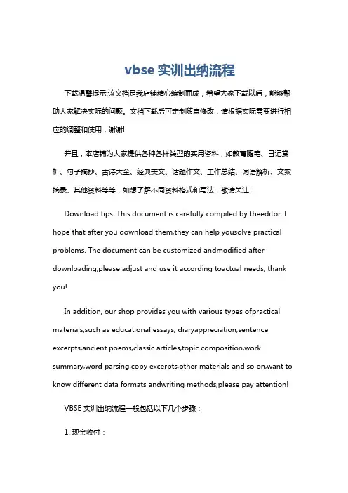 vbse实训出纳流程