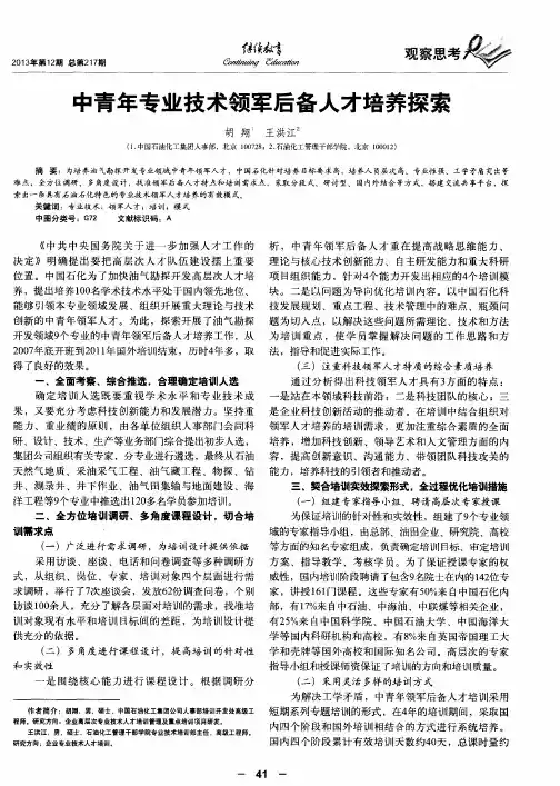 中青年专业技术领军后备人才培养探索