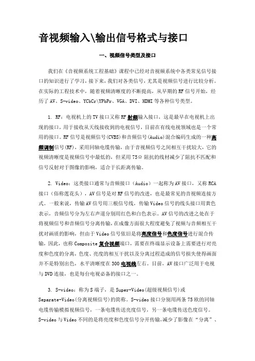 音视频输入输出信号格式与接口