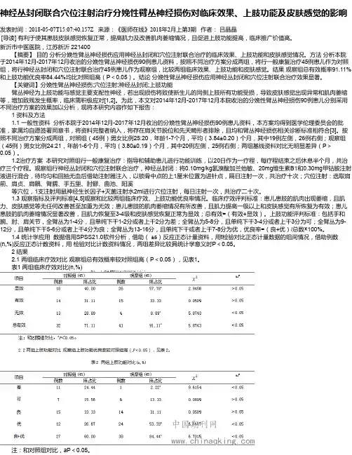 神经丛封闭联合穴位注射治疗分娩性臂丛神经损伤对临床效果、上肢