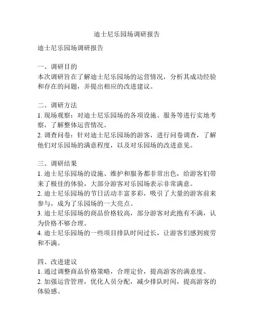 迪士尼乐园场调研报告