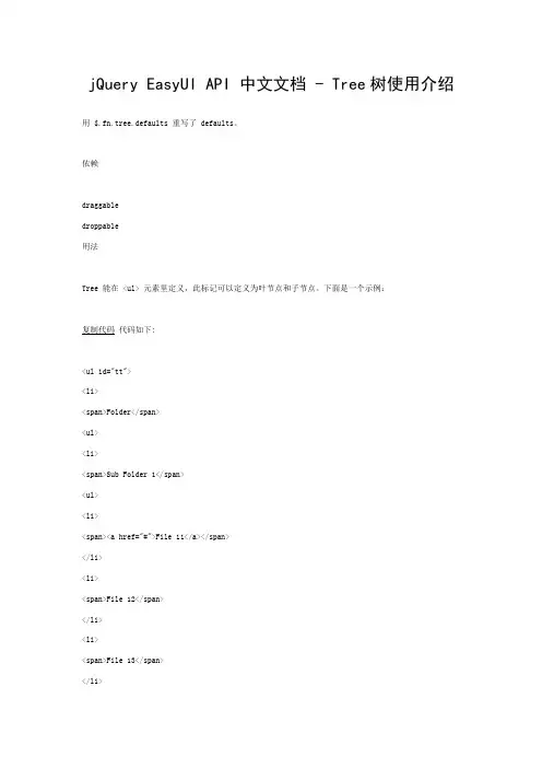 jQuery EasyUI API 中文文档 - Tree树使用介绍