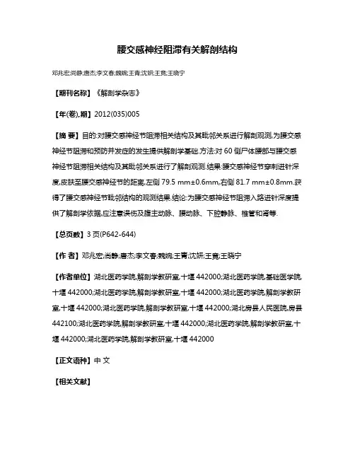 腰交感神经阻滞有关解剖结构